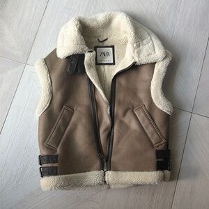 Zara Sherling Moto Vest
